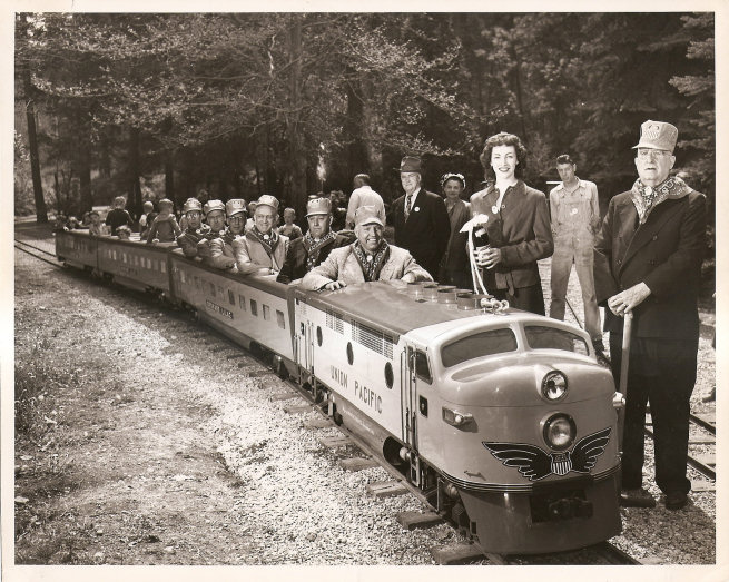 Lloyd Vogel drives the train